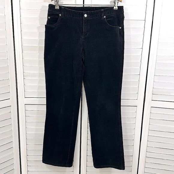 Woolrich Corduroy Pants Size 8 Black Stretch Straight Leg - Picture 2 of 11